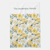 Elegant Yellow Floral Peony Chrysanthemum Custom キッチンタオル (縦)