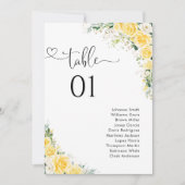 Elegant Yellow Floral Table Number Seating Chart (正面)