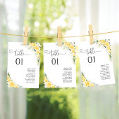 Elegant Yellow Floral Table Number Seating Chart