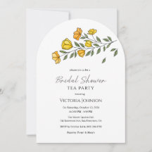 Elegant Yellow Floral Tea Party Shower Invite
