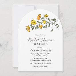 Elegant Yellow Floral Tea Party Shower Invite 招待状