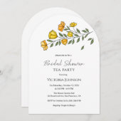 Elegant Yellow Floral Tea Party Shower Invite 招待状 (正面/裏面)