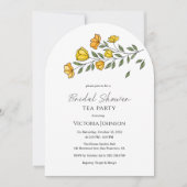 Elegant Yellow Floral Tea Party Shower Invite 招待状 (正面)