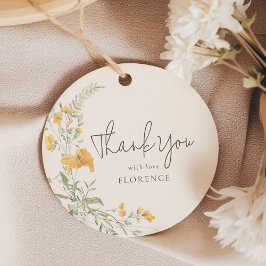 Elegant Yellow Floral Thank You Baby Shower フェイバータグ