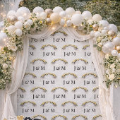 Elegant Yellow Floral Wedding Fabric with Monogram ファブリック
