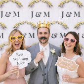 Elegant Yellow Floral Wedding Fabric with Monogram ファブリック