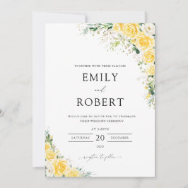 Elegant Yellow Floral Wedding Invitation 招待状
