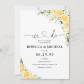 Elegant Yellow Floral Wedding Invitation 招待状 (正面)