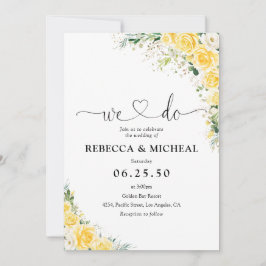 Elegant Yellow Floral Wedding Invitation 招待状