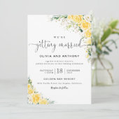 Elegant Yellow Floral Wedding Invitation 招待状 (スタンド正面)