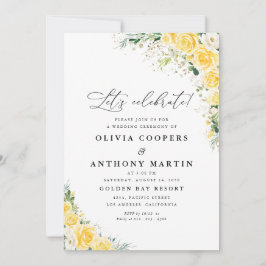 Elegant Yellow Floral Wedding Invitation 招待状