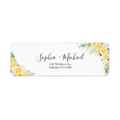 Elegant Yellow Floral Wedding Return Address Label ラベル (正面)