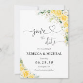 Elegant Yellow Floral Wedding Save The Date セーブザデート (正面)