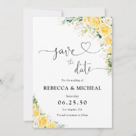 Elegant Yellow Floral Wedding Save The Date セーブザデート