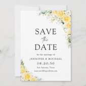 Elegant Yellow Floral Wedding Save The Date セーブザデート (正面)