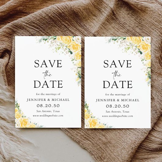 Elegant Yellow Floral Wedding Save The Date セーブザデート