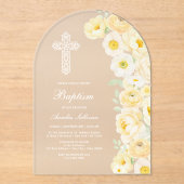 Elegant Yellow Flowers Arch Baptism アクリル招待状 (正面)
