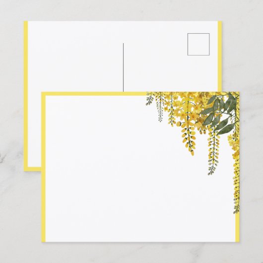 Elegant Yellow Flowers Botanical Postcard ポストカード (正面/裏面)