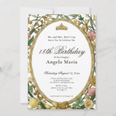 Elegant Yellow Gold Floral 18th Birthday Debut 招待状 (正面)