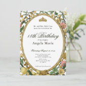 Elegant Yellow Gold Floral 18th Birthday Debut 招待状 (スタンド正面)