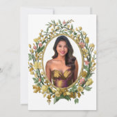 Elegant Yellow Gold Floral 18th Birthday Debut 招待状 (裏面)