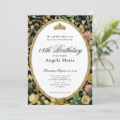 Elegant Yellow Gold Floral 18th Birthday Debut 招待状 (スタンド正面)