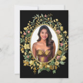 Elegant Yellow Gold Floral 18th Birthday Debut 招待状 (裏面)