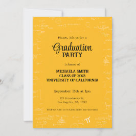 Elegant Yellow Hand-Lettering Math Graduation 招待状