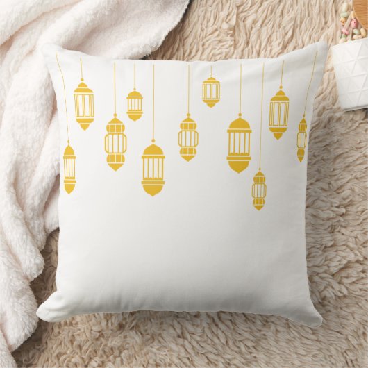 Elegant Yellow Lanterns Pillow クッション (ブランケット)
