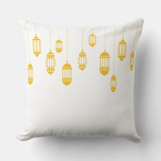 Elegant Yellow Lanterns Pillow クッション (正面)