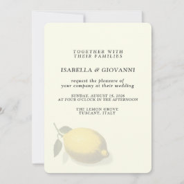 Elegant Yellow Lemon Tuscany Wedding 招待状