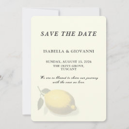 Elegant Yellow Lemon Tuscany Wedding Save The Date 招待状