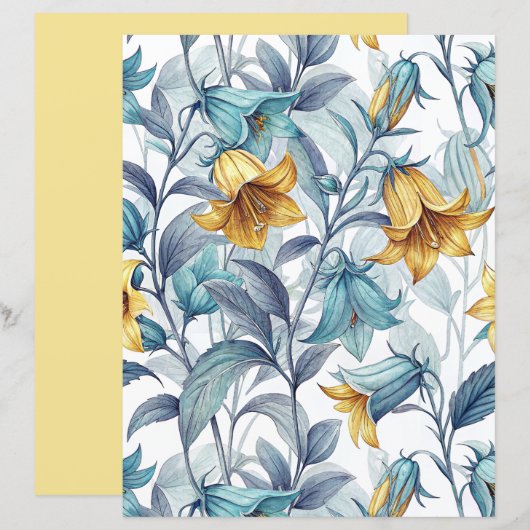 Elegant Yellow Lily Flowers Scrapbook Paper (正面/裏面)