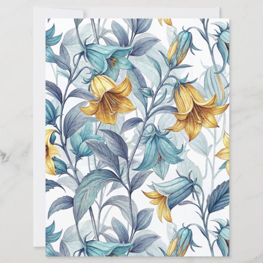 Elegant Yellow Lily Flowers Scrapbook Paper (正面)