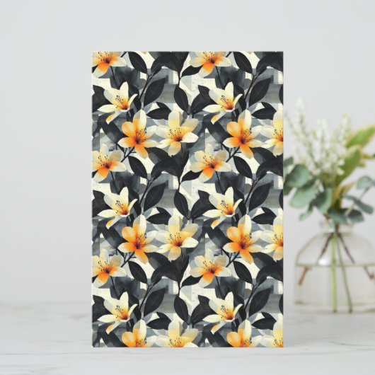 Elegant Yellow Lily Flowers Scrapbook Paper (スタンド正面)