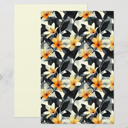 Elegant Yellow Lily Flowers Scrapbook Paper (正面/裏面)