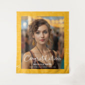 Elegant Yellow Math Congratulations Photo Graduate タペストリー (正面)