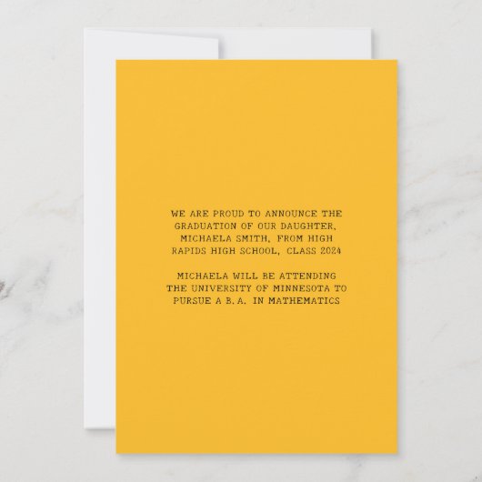 Elegant Yellow Math Script Photo Graduate 案内状 (裏面)