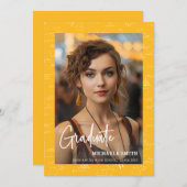 Elegant Yellow Math Script Photo Graduate 案内状 (正面/裏面)