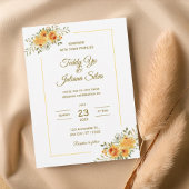 Elegant Yellow Orange Floral Wedding Invitation 招待状