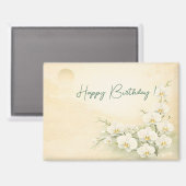 Elegant Yellow Orchid Birthday マグネット (正面/裏面)