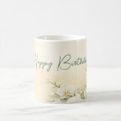 Elegant Yellow Orchid Birthday Mug コーヒーマグカップ (中央)