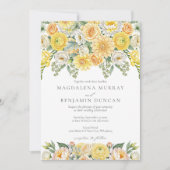 Elegant Yellow Peach & Sage Green Floral Wedding 招待状 (正面)