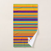 Elegant yellow purple and orang stripes monogram バスタオルセット (ハンドタオル)