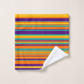 Elegant yellow purple and orang stripes monogram バスタオルセット (ウォッシュタオル)