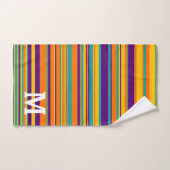 Elegant yellow purple and orang stripes monogram バスタオルセット (ハンドタオル)