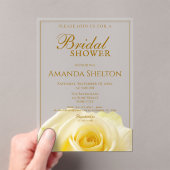 Elegant Yellow Rose Floral Bridal Shower アクリル招待状 (インサイチュ (ポータブル))