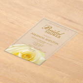 Elegant Yellow Rose Floral Bridal Shower アクリル招待状 (レイダウン)