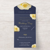 Elegant Yellow Rose Floral Wedding オールインワン招待状 (内側)