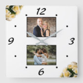 Elegant Yellow Roses Couple 2 Photo Collage  スクエア壁時計 (正面)